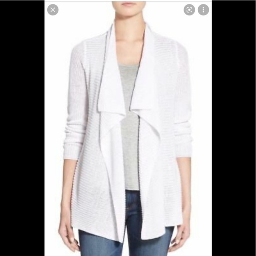 Jones Studio Linen Drape Front Cardigan White Size Medium